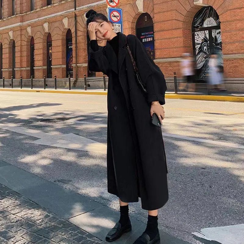 Korean Elegant Woolen Long Coat