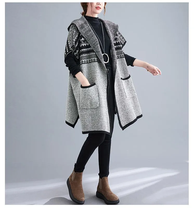 Women Knitting Cardigan Hoodies Sweaters