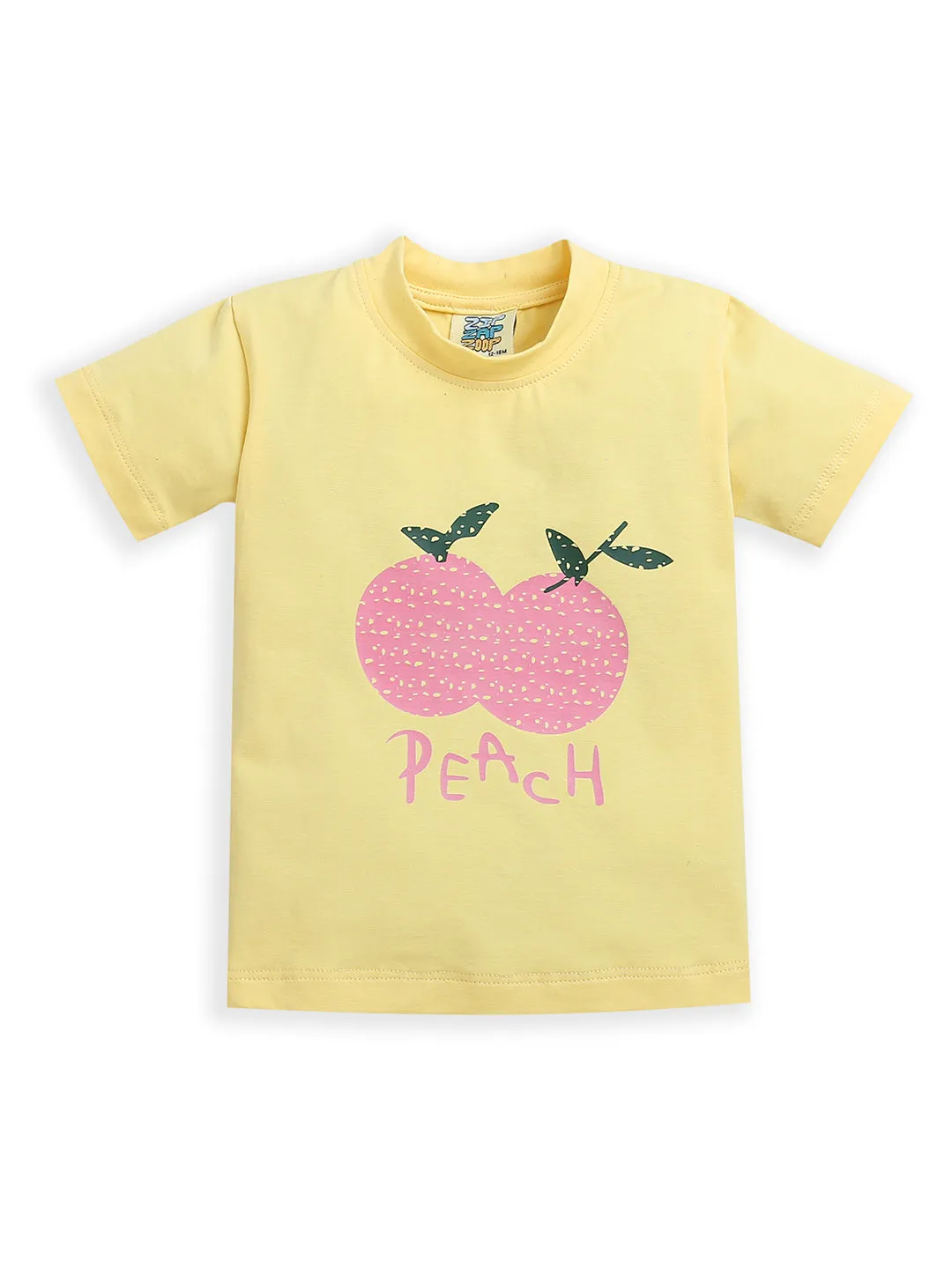 Yellow Half Sleeve Peach Print Baby Girl Top